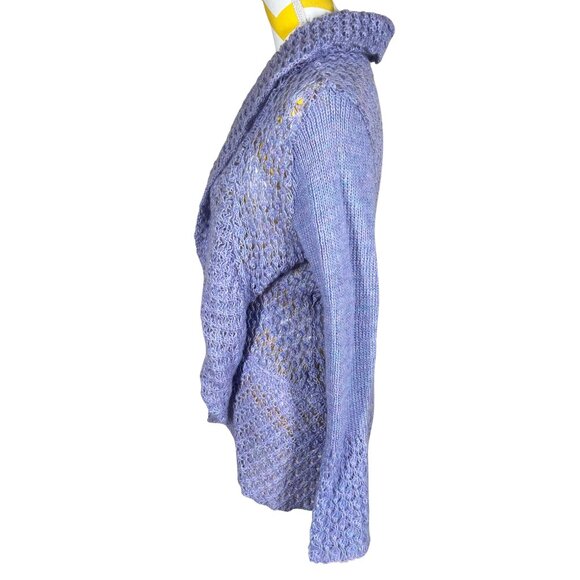 NWOT Relais 1-Button Open Soft Knit Cardigan • Light Blue/Purple • Size M - Picture 3 of 5